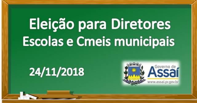 =Eleição para diretores das escolas e cmeis municipais