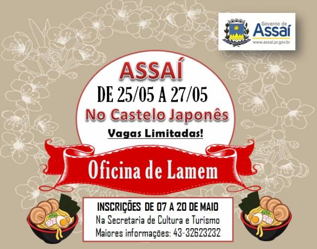 =Oficina de Lamem no Castelo Japonês de 25 a 27 de Maio