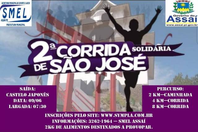 =VEM AÍ A 2ª CORRIDA SOLIDÁRIA SÃO JOSÉ