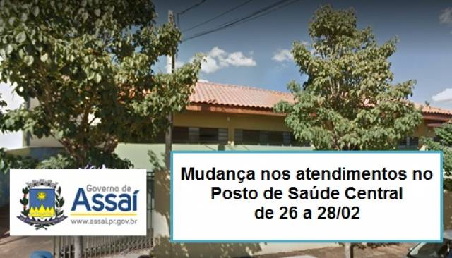 ATENÇÃO: MUDANÇA NOS ATENDIMENTOS MÉDICOS NO POSTO DE SAÚDE CENTRAL.