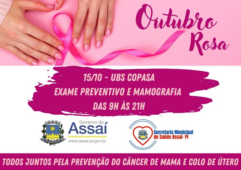 ATENÇÃO MULHERES EXAME PREVENTIVO E MAMOGRAFIA AMANHÃ NA UBS COPASA.