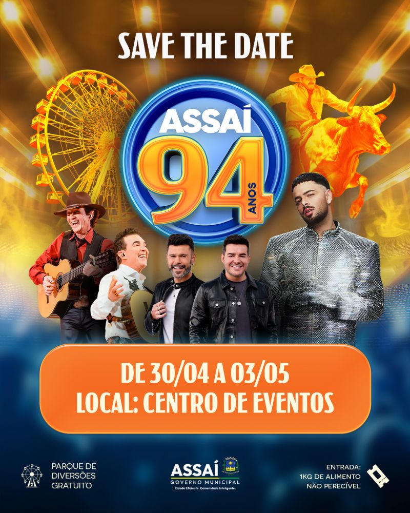 CONTAGEM REGRESSIVA: FALTAM 21 DIAS PARA OS 94 ANOS DE ASSAÍ!