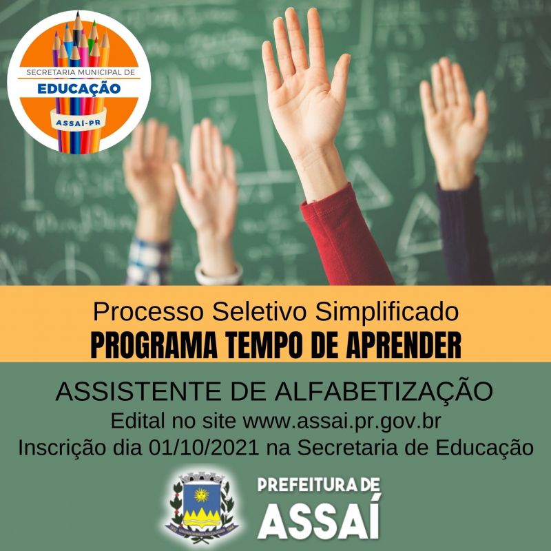 Contratação Assistente de Alfabetização - Programa Tempo de Aprender