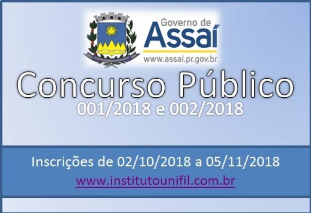 Inscrições para o Concurso Público Prefeitura de Assaí