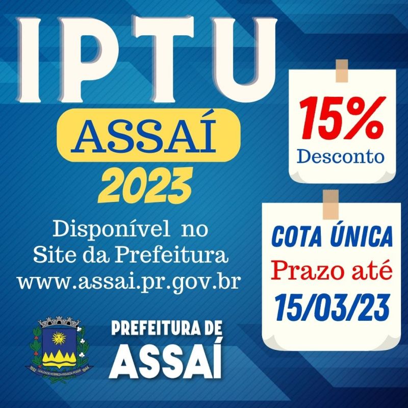 IPTU 2023 COM 15% DE DESCONTOS