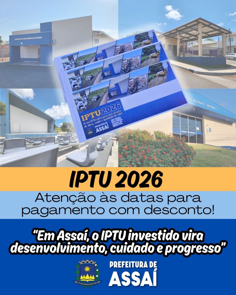 IPTU 2026: ATENÇÃO ÀS DATAS E GARANTA SEU DESCONTO!