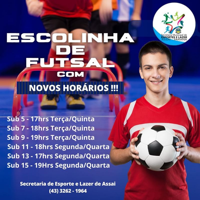 NOVOS HORÁRIOS DAS ESCOLINHAS DE FUTSAL