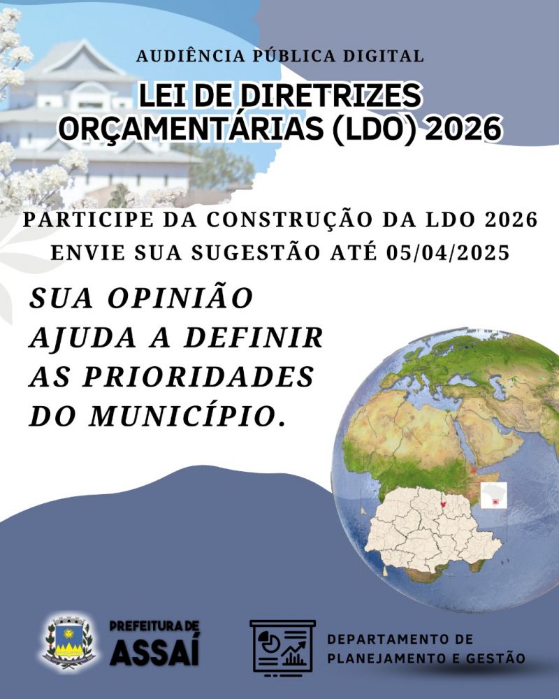 PARTICIPE DA AUDIÊNCIA PÚBLICA DIGITAL – LDO 2026!