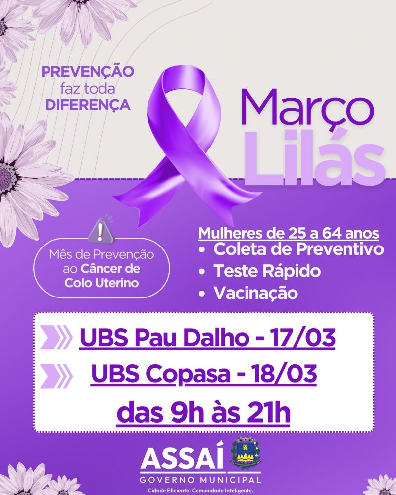 PLANTÃO MARÇO LILÁS: