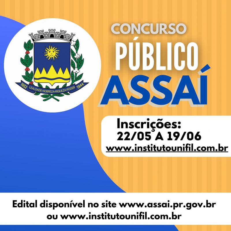 PREFEITURA DE ASSAÍ ABRE CONCURSO PÚBLICO