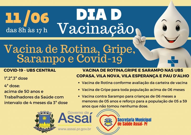 SÁBADO (11) É DIA DE VACINAÇÃO!