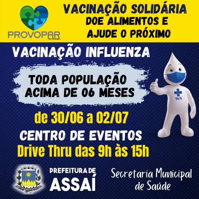 VACINA CONTRA GRIPE PARA TODA POPULAÇÃO ACIMA DE 06 MESES.