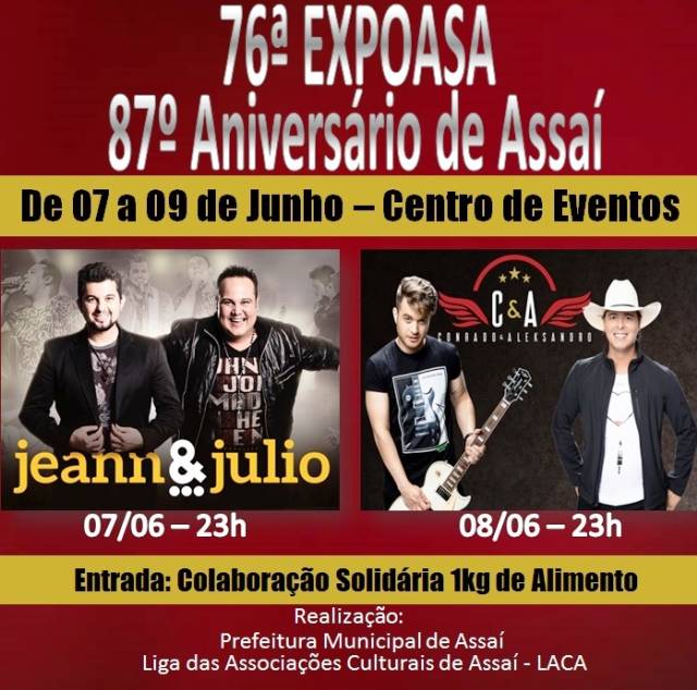 Vem aí a 76ª Expoasa de 07 a 09 junho